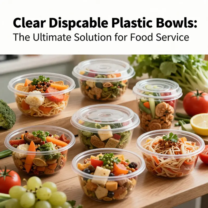 A vibrant display showcasing the aesthetic appeal of clear disposable plastic bowls.
