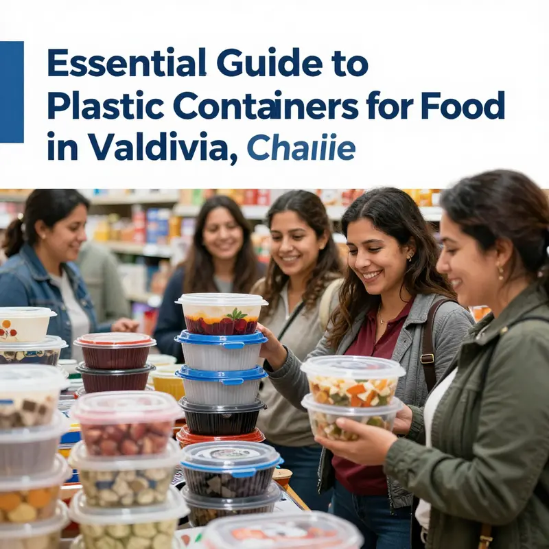 A vibrant selection of plastic food containers in a Valdivia supermarket.