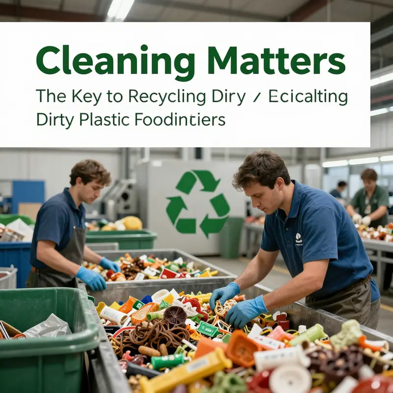 A clean plastic container is ready for recycling, while the dirty one emphasizes the need for cleaning.