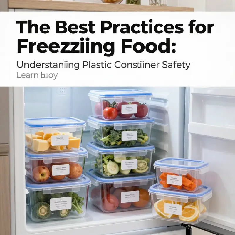 A well-organized kitchen with proper food storage practices, showing freezer-safe containers.