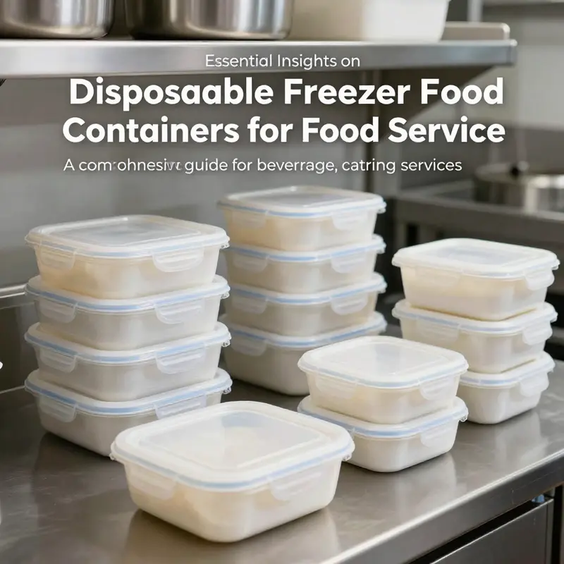 A commercial kitchen featuring neatly arranged disposable freezer food containers, highlighting their functionality for food service.