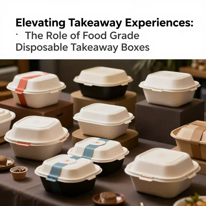 Food grade disposable takeaway boxes featuring prominent safety certifications.