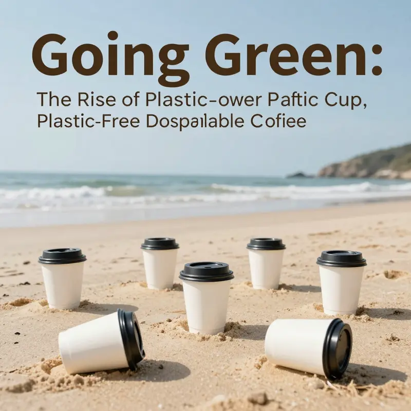 A close-up of a biodegradable disposable coffee cup showcasing innovative aqueous coating technology.