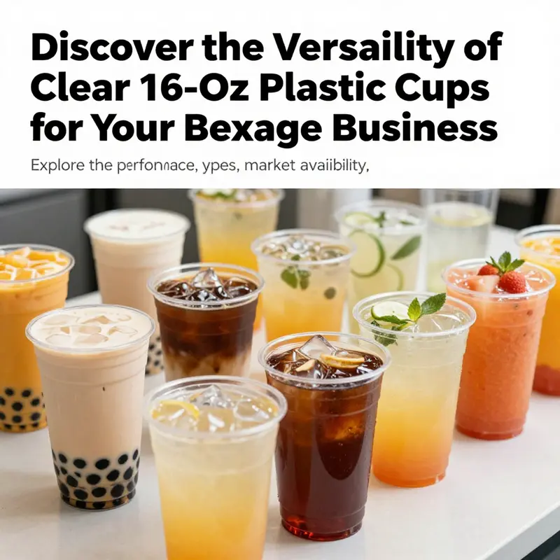 A variety of clear plastic cups filled with colorful beverages, demonstrating the appeal and versatility of 16-oz cups.