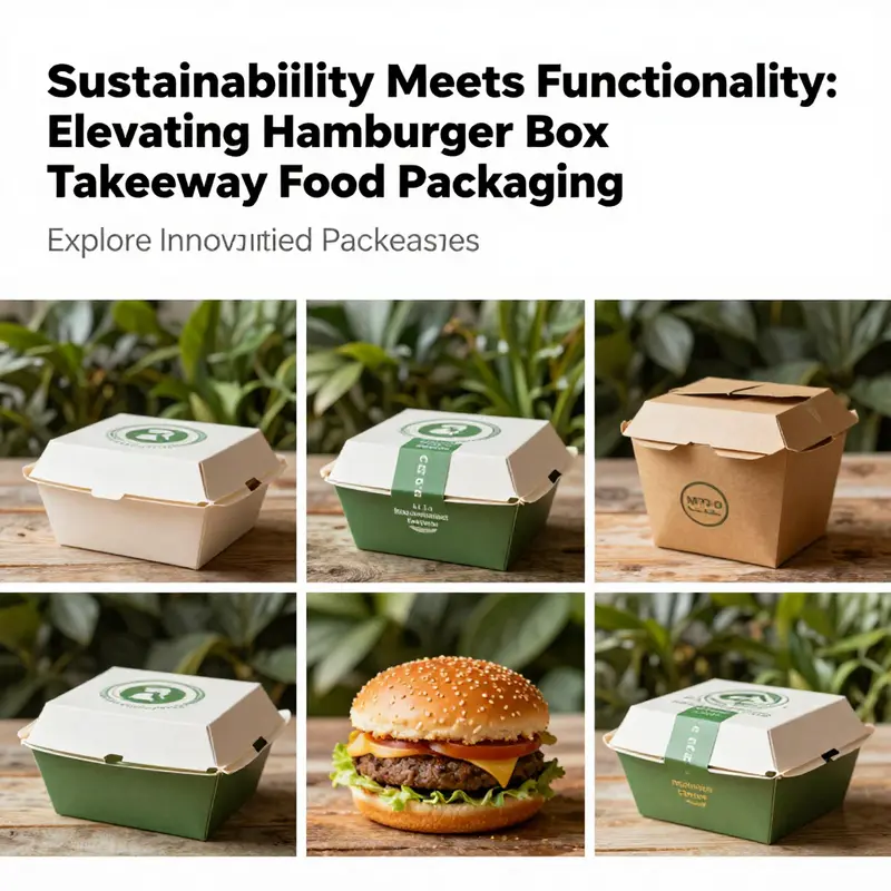 Collage of sustainable hamburger takeaway food boxes demonstrating eco-friendly packaging solutions.