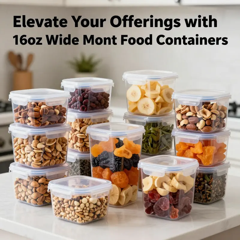 A visual representation of the versatile features of the 16oz wide mouth food container.
