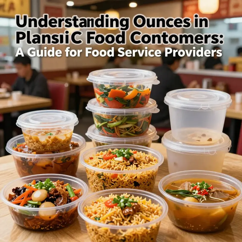 A collage of colorful plastic Chinese food containers filled with a variety of food items in a restaurant setting.