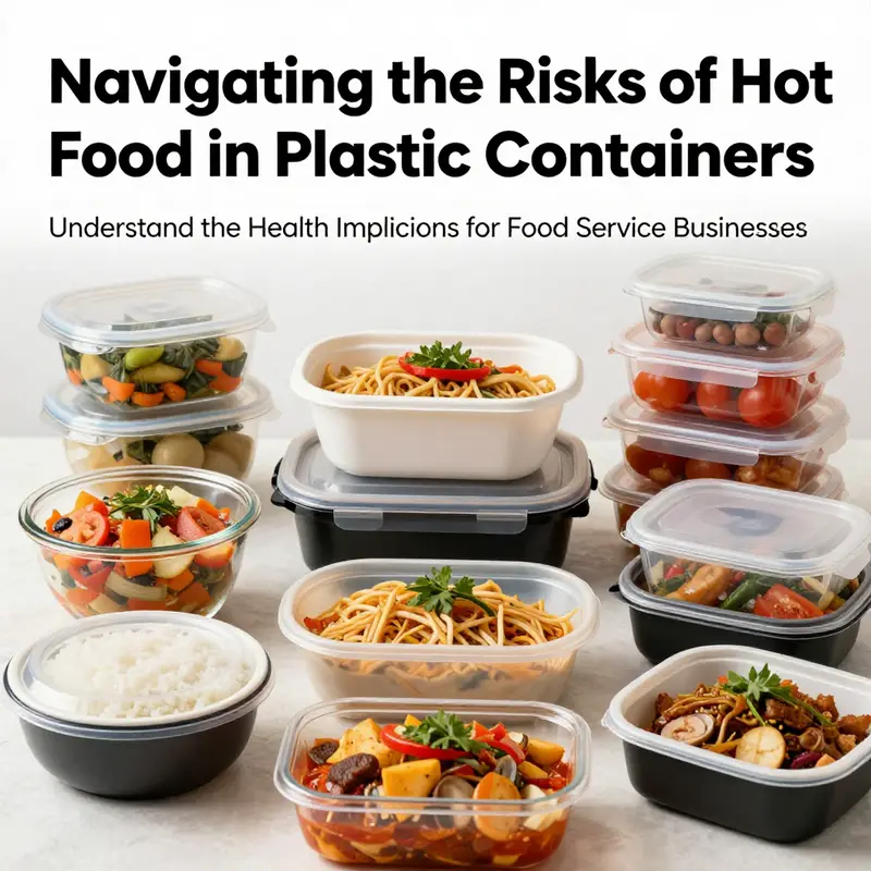 An assortment of food containers including glass, ceramic, and plastic, highlighting choices for serving hot food.