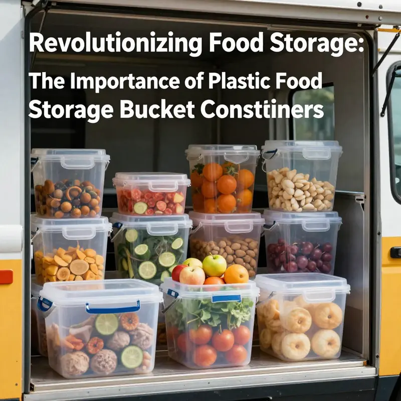 Showcasing the range of food-safe plastic food storage buckets that ensure safety in food storage.