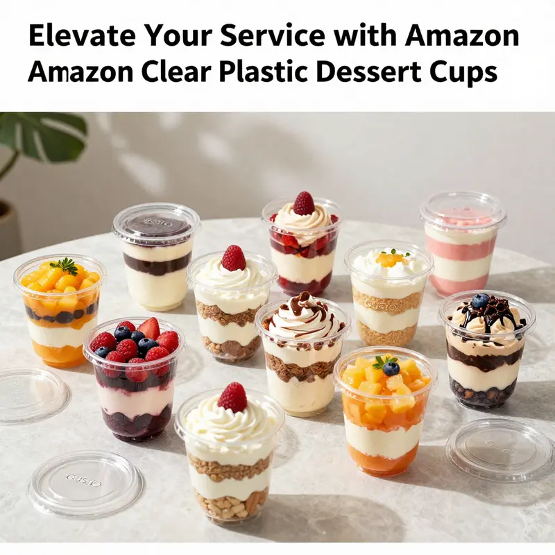 GUSTO 2 oz clear disposable cups filled with delightful desserts, topped with secure lids.