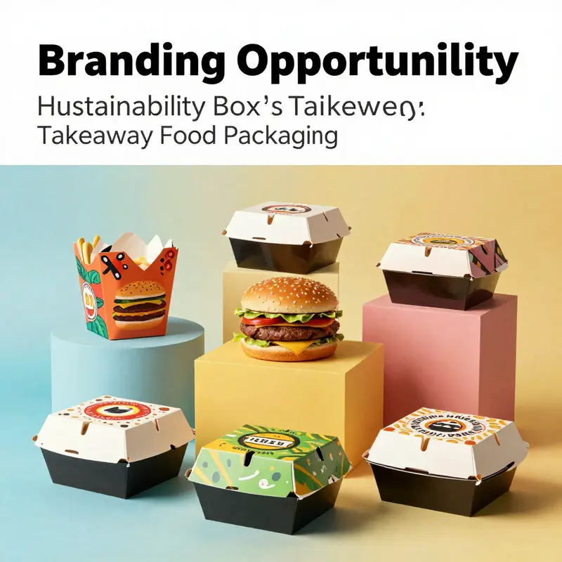 An array of eco-friendly hamburger takeaway boxes showcasing the sustainable materials they are made from.
