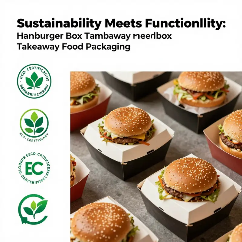 An array of eco-friendly hamburger takeaway boxes showcasing the sustainable materials they are made from.