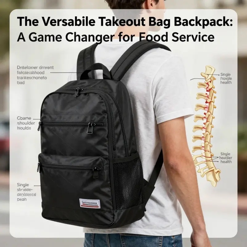 The functional design of a takeout bag backpack optimized for food service professionals.