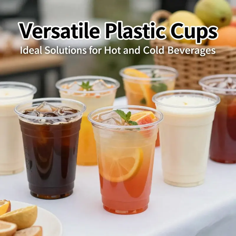 Heat-resistant plastic cups, perfect for both hot and cold beverages.