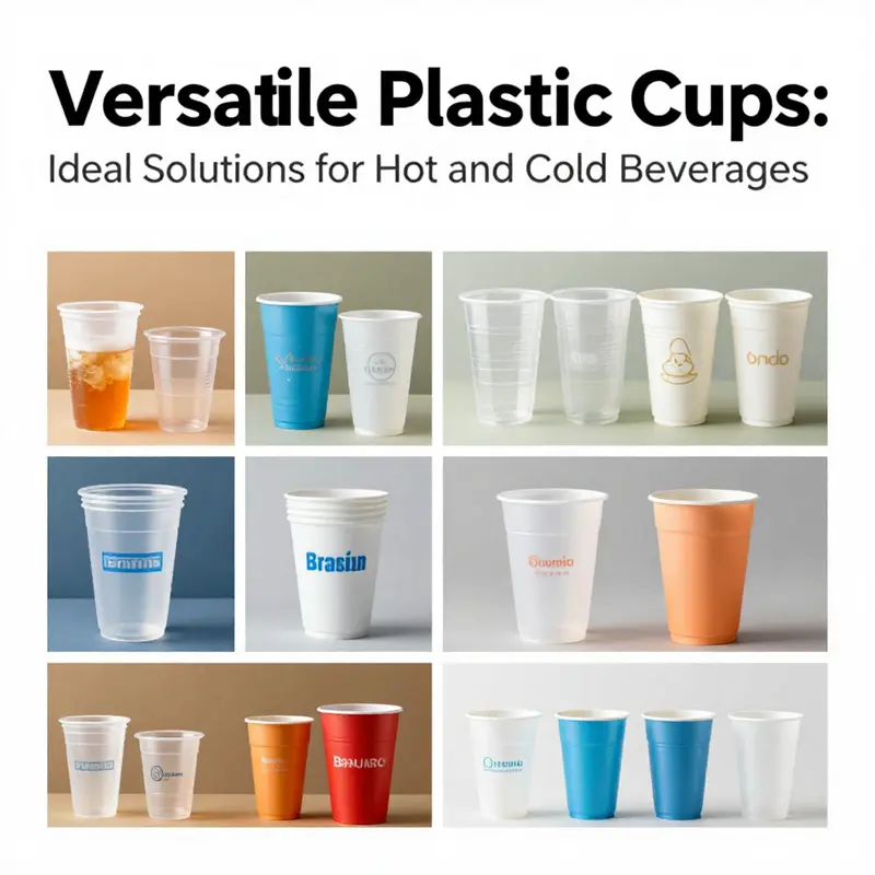 Heat-resistant plastic cups, perfect for both hot and cold beverages.