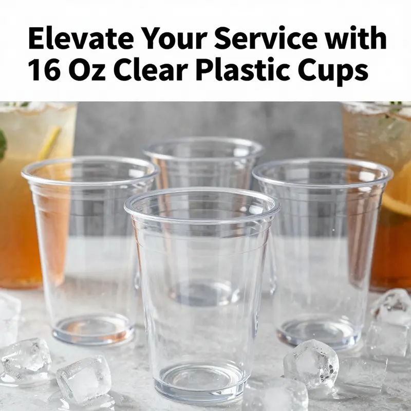 Close-up view demonstrating the clarity and quality of PET material used in 16 oz clear plastic cups.