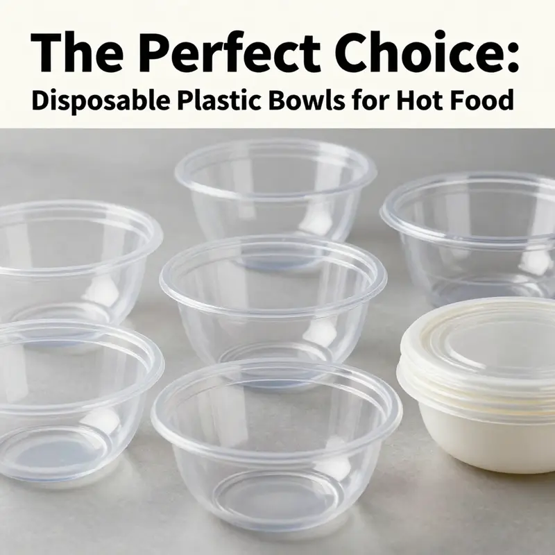 Various types of disposable plastic bowls made from heat-resistant materials ideal for serving hot dishes.