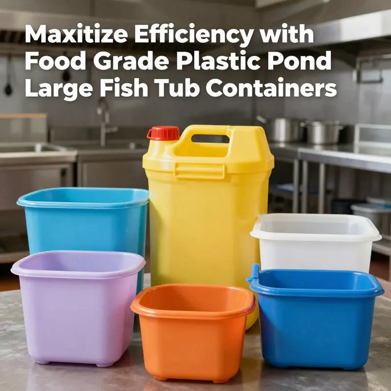 An assortment of food grade plastic pond containers, ideal for various food storage needs.