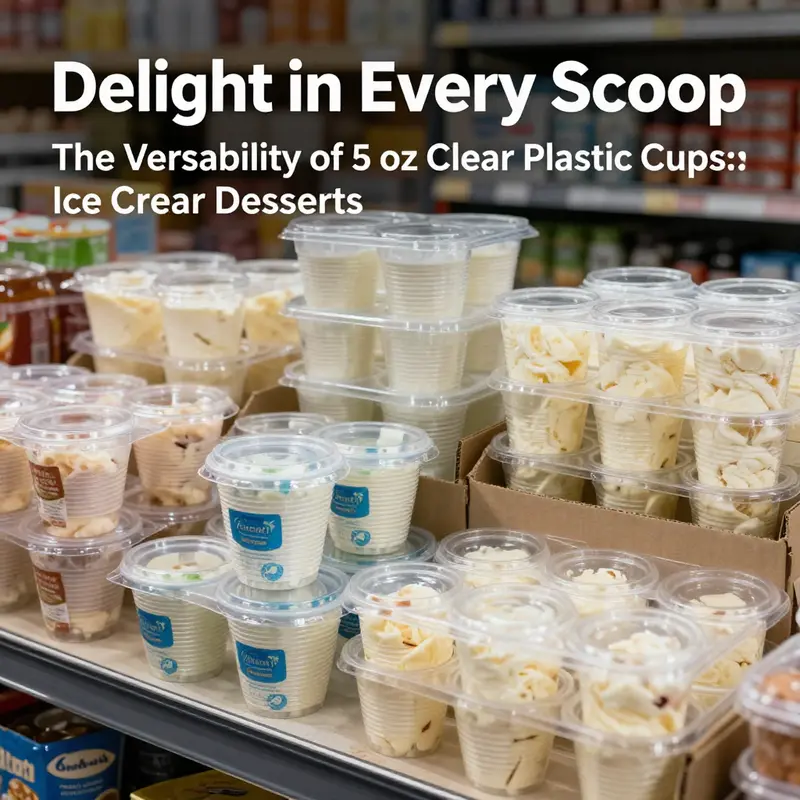 A delightful assortment showcasing the versatility of 5 oz clear plastic cups for various ice cream desserts.
