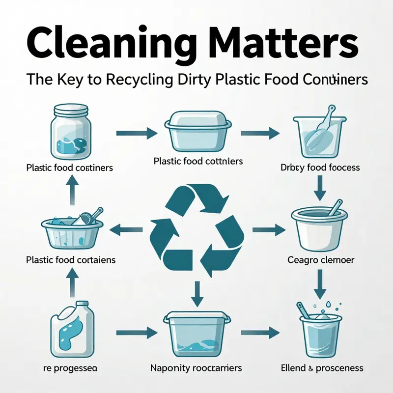 A clean plastic container is ready for recycling, while the dirty one emphasizes the need for cleaning.
