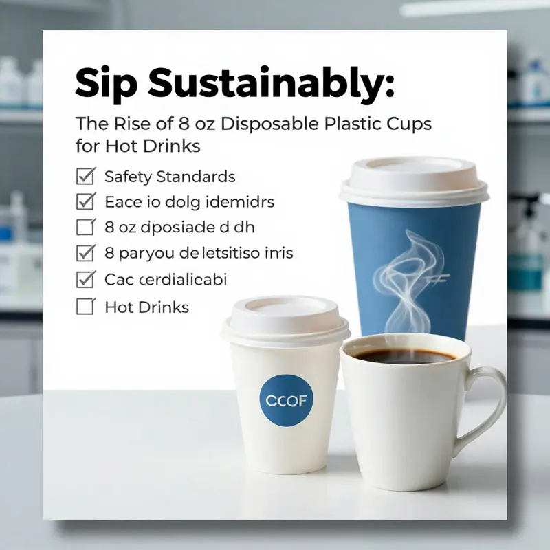 An 8 oz disposable plastic cup designed for hot drinks, exhibiting durable materials and a sleek design.