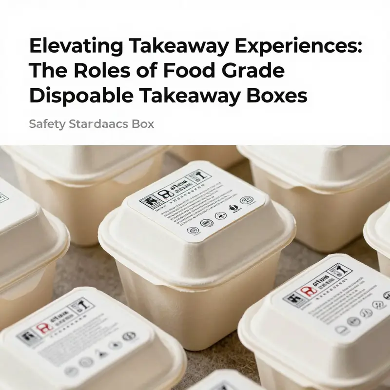 Food grade disposable takeaway boxes featuring prominent safety certifications.