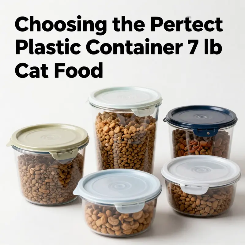 An example of the ideal size container for storing 7 lb cat food, ensuring ample space for the food inside.