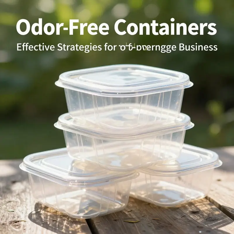 Soaking plastic containers in a baking soda solution for effective odor removal.