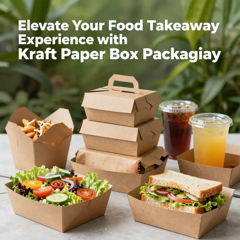 Kraft paper boxes being used for various takeaway foods, highlighting their eco-friendly attributes.