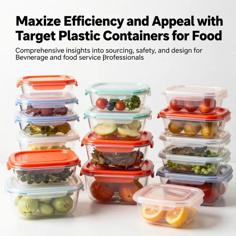 A collection of Target plastic food storage containers organized aesthetically, showing a range of styles and sizes.