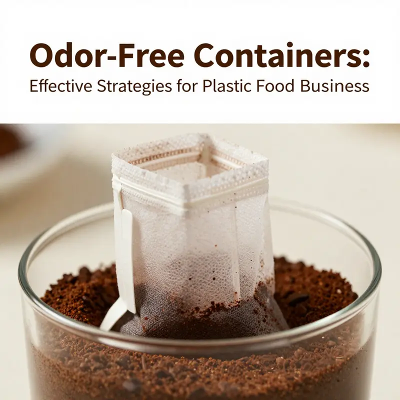 Soaking plastic containers in a baking soda solution for effective odor removal.