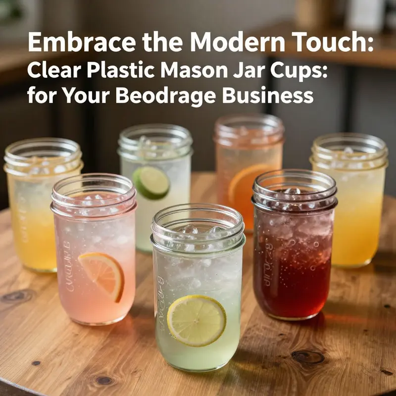 Clear plastic mason jar cups exhibit durability and an elegant aesthetic, perfect for diverse beverage offerings.