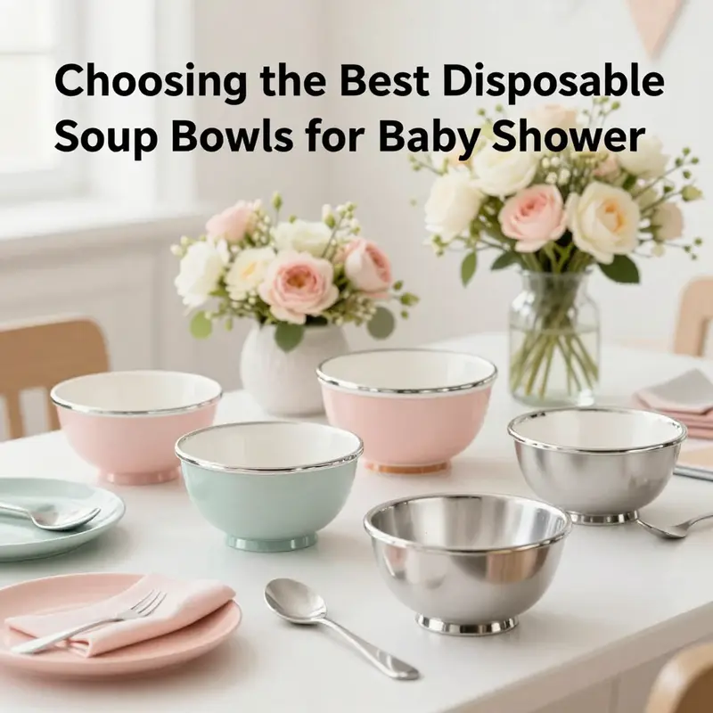 EcoQuality 5 oz Clear Plastic Bowl ideal for serving delightful desserts at your baby shower.