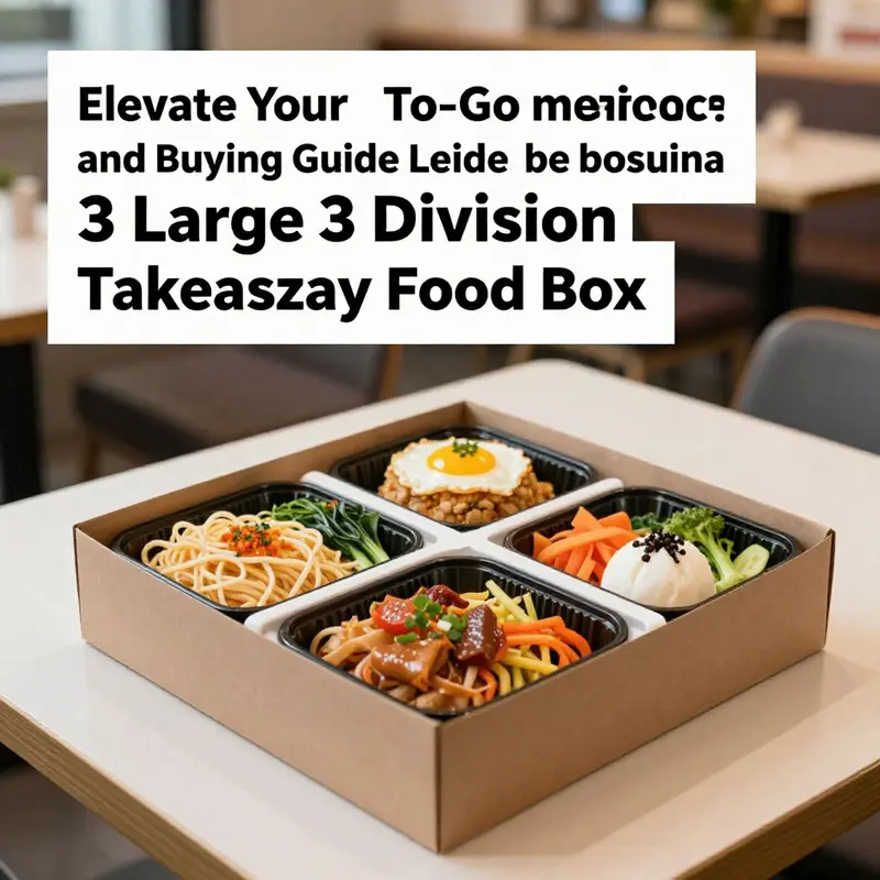 A well-prepared meal displayed in a large 3 division takeaway food box, ideal for restaurants and catering services.