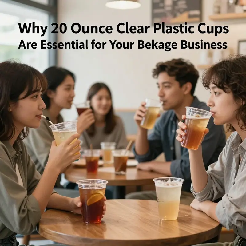 The manufacturing process of high-quality 20-ounce clear plastic cups, showcasing PET material and production.