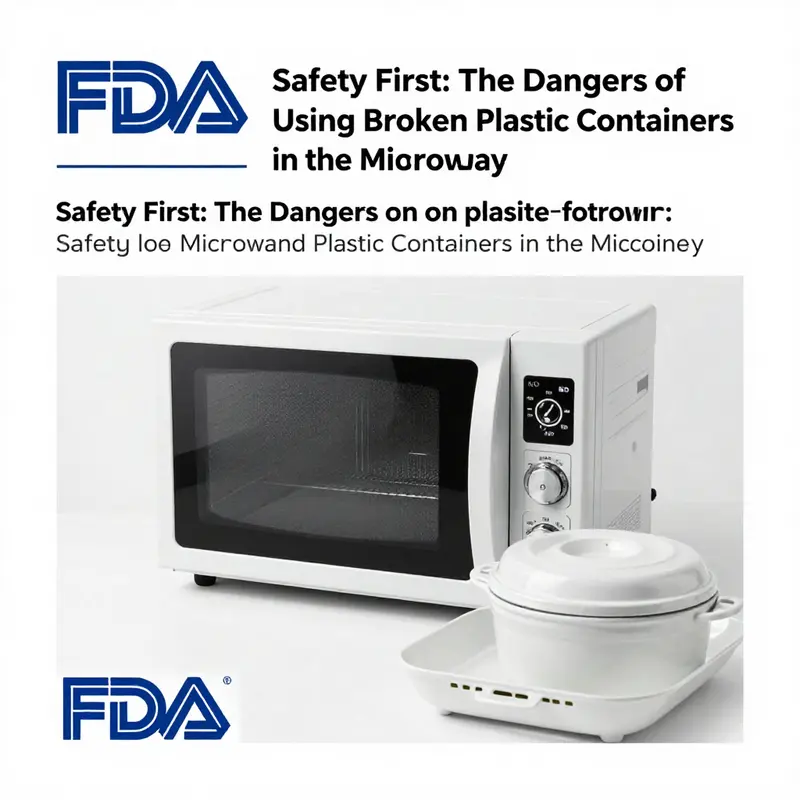 A cracked plastic container in a microwave poses serious food safety risks.