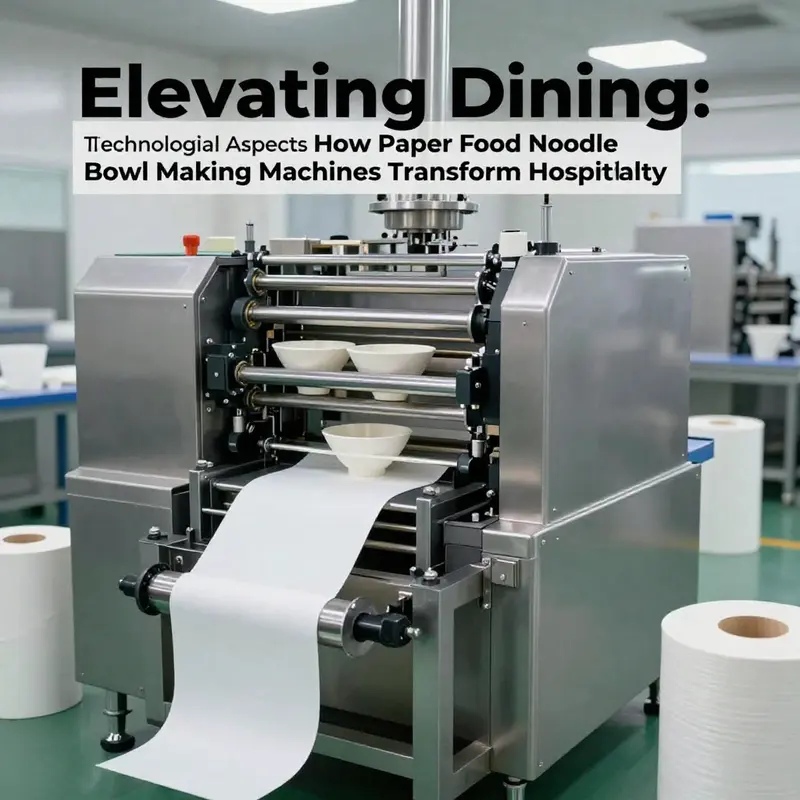 A state-of-the-art paper bowl making machine producing high-quality disposable noodle bowls.