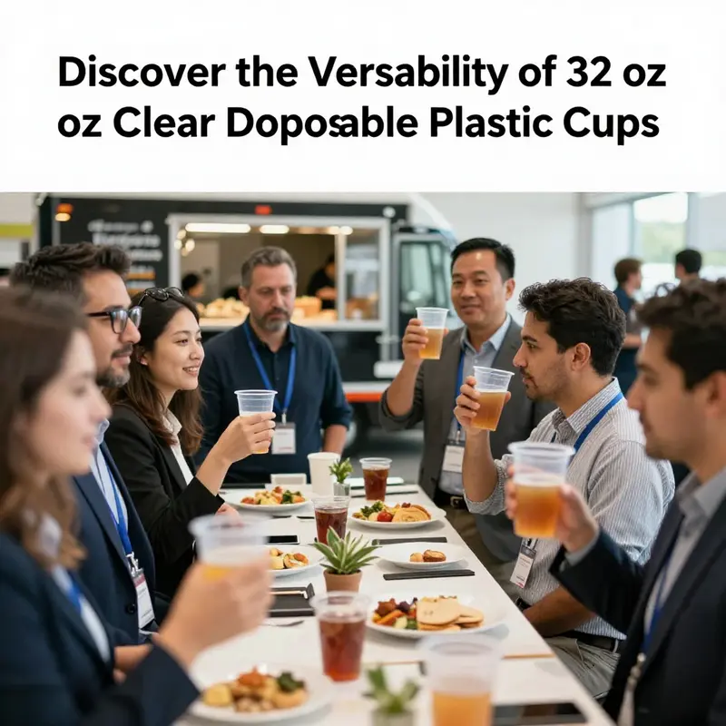 Different materials of 32 oz clear disposable plastic cups highlighting their unique properties.