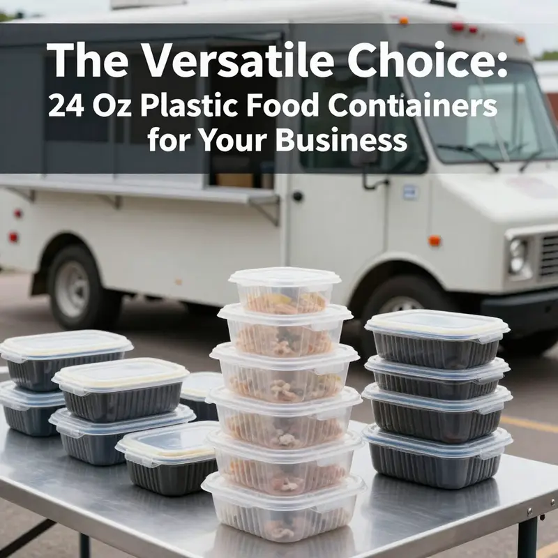 Different styles of 24 oz plastic food containers, highlighting their shapes and sealing mechanisms.
