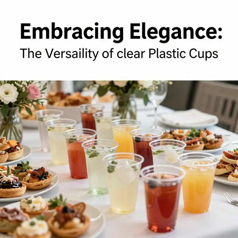 Elegant clear plastic cups featuring refined designs, ideal for sophisticated events.