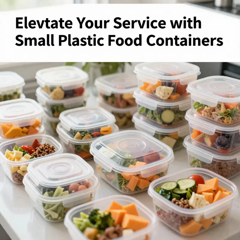 A variety of small plastic food containers showcasing the diversity of styles available for businesses.
