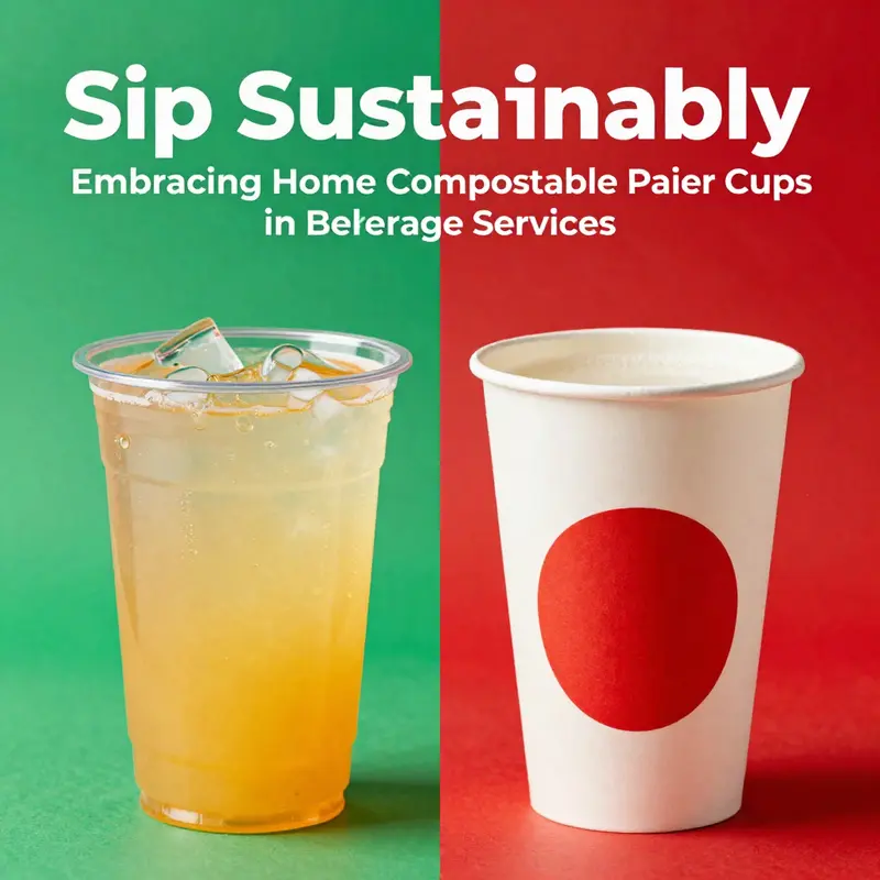 Home compostable paper cups displayed with clear certification labels emphasizing their eco-friendly properties.