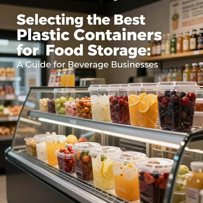 A bright beverage shop interior with colorful drinks and food items displayed in clear, safe containers.