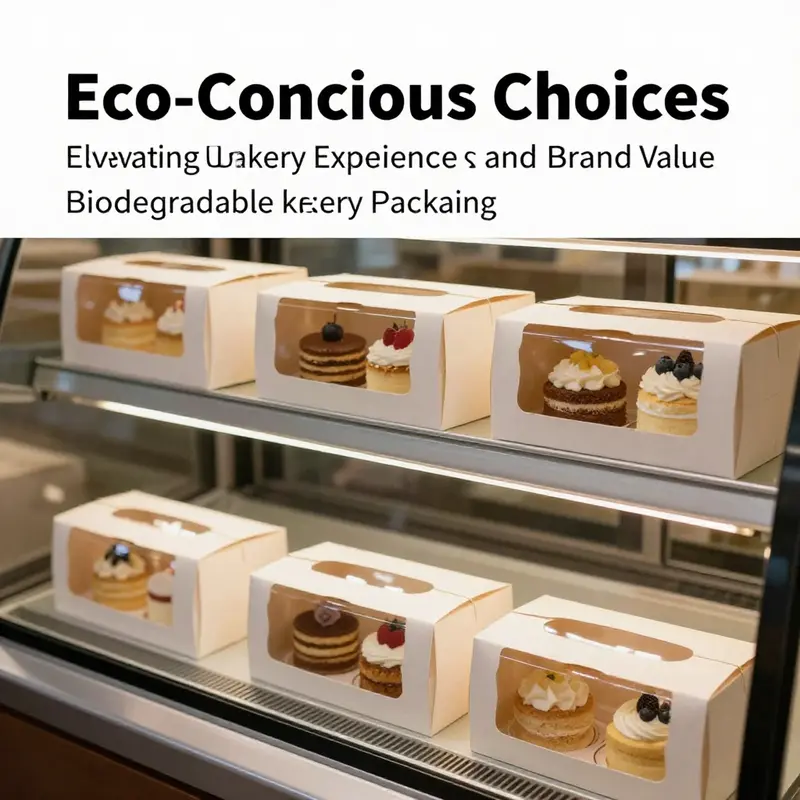 An array of biodegradable bakery food packaging displaying pastries, emphasizing eco-friendly materials.
