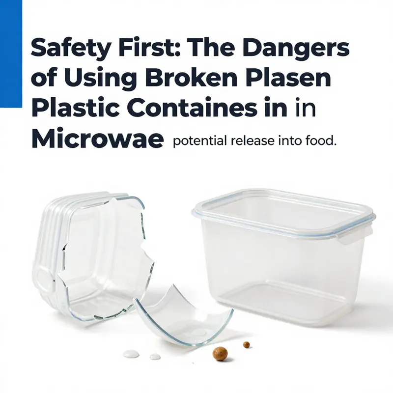 A cracked plastic container in a microwave poses serious food safety risks.
