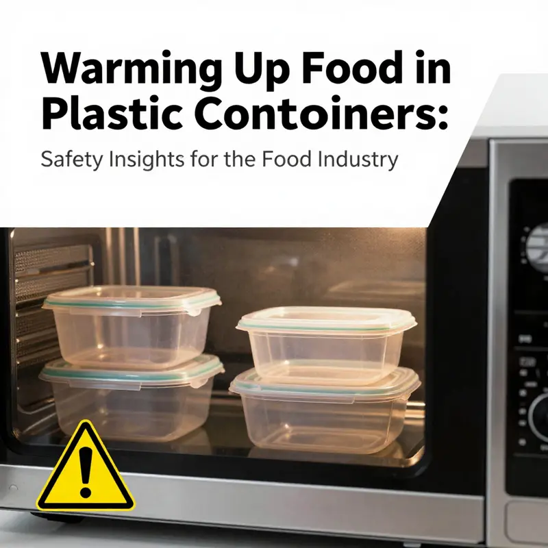 An image showcasing the potential risks of chemical migration when heating food in plastic containers.
