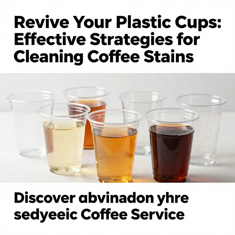 Various clean plastic cups displayed together, representing successful coffee stain cleaning methods.