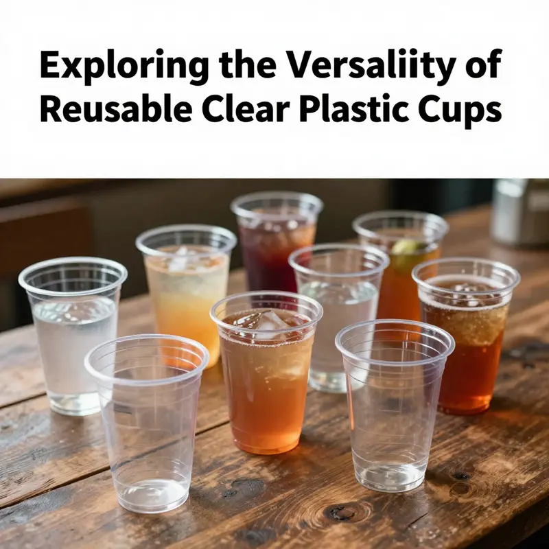 An array of colorful clear plastic cups filled with various drinks, emphasizing their versatility and appeal.