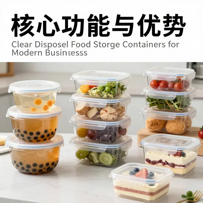 A variety of clear disposable food containers showcasing their versatility for different culinary applications.