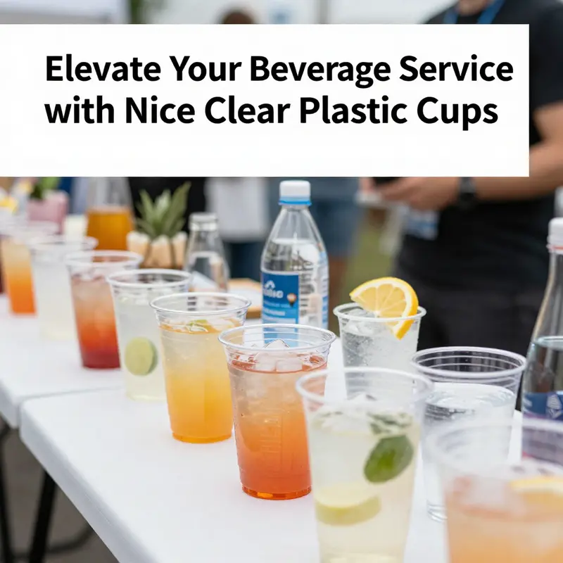 The quality features of nice clear plastic cups highlighted by vibrant beverages.